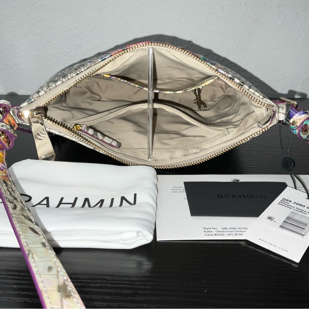 Brahmin Katie Crossbody OBSESSION OMBRÉ ALL OVER W/Leather Eye Medallion NWT - Picture 8 of 8